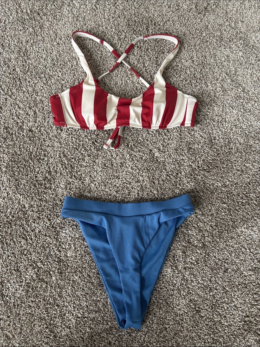 Shade & Shore White Bikini Top with Pink Trim